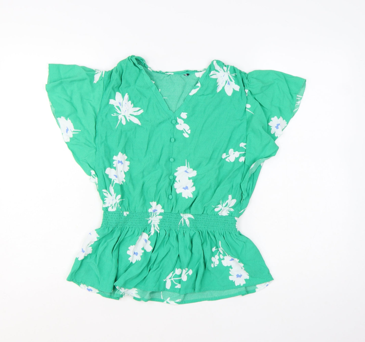 Marks and Spencer Women’s Green Floral V-Neck Tunic Blouse Size 10