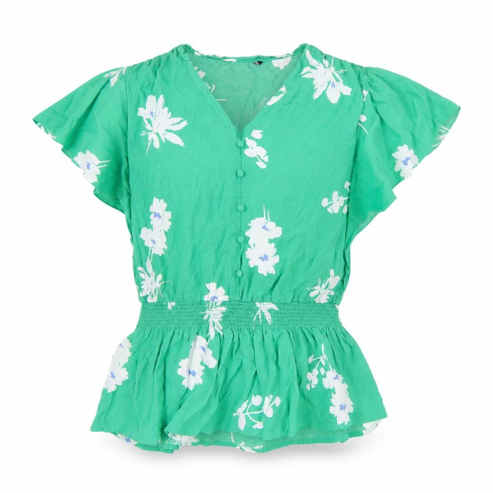 Marks & Spencer Women’s Green Floral V-Neck Tunic Blouse Size 10