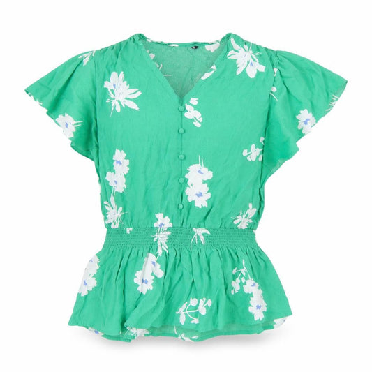 Marks & Spencer Women’s Green Floral V-Neck Tunic Blouse Size 10