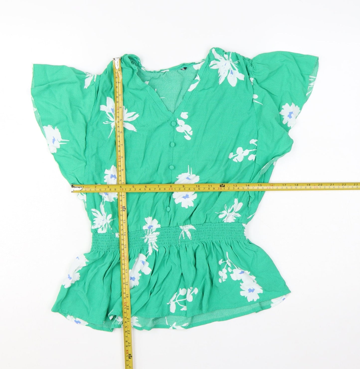 Marks and Spencer Women’s Green Floral V-Neck Tunic Blouse Size 10