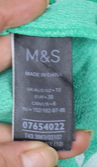 Marks and Spencer Women’s Green Floral V-Neck Tunic Blouse Size 10