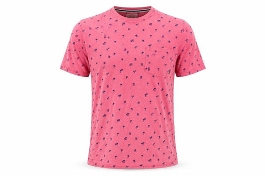 FatFace Men's Pink Palm Print Cotton T-Shirt XL