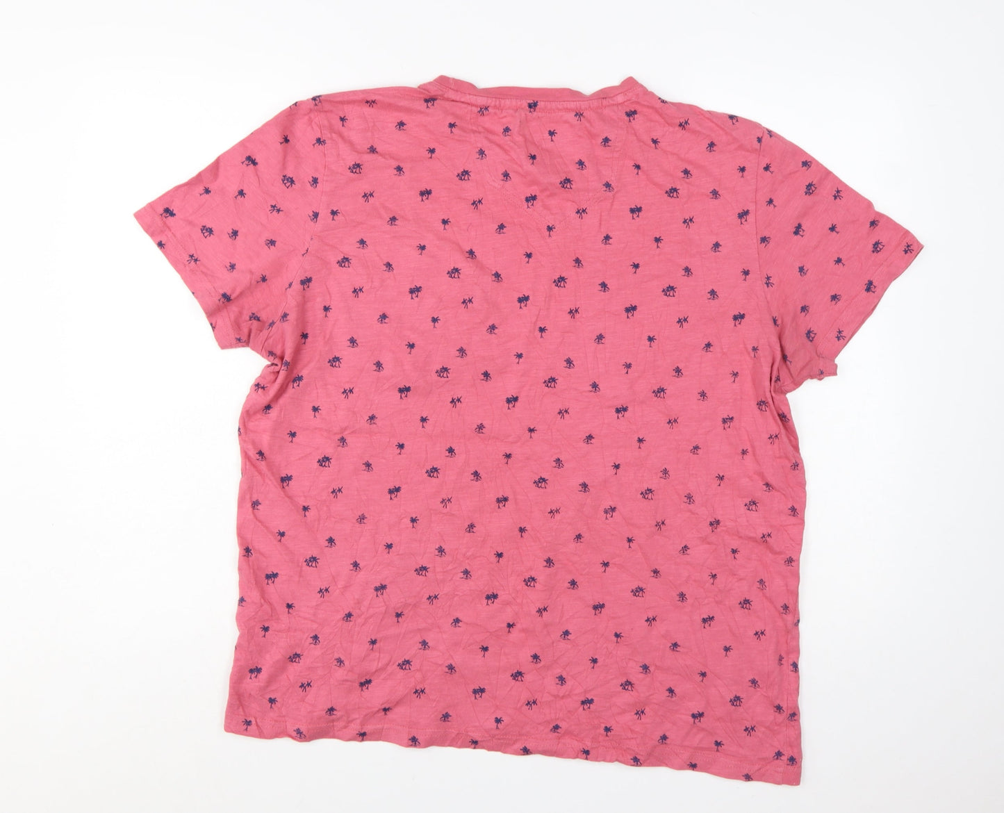 Fat Face Men's Pink Palm Print Cotton T-Shirt XL