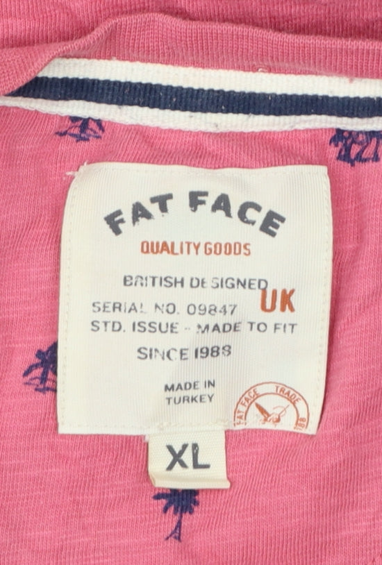 Fat Face Men's Pink Palm Print Cotton T-Shirt XL