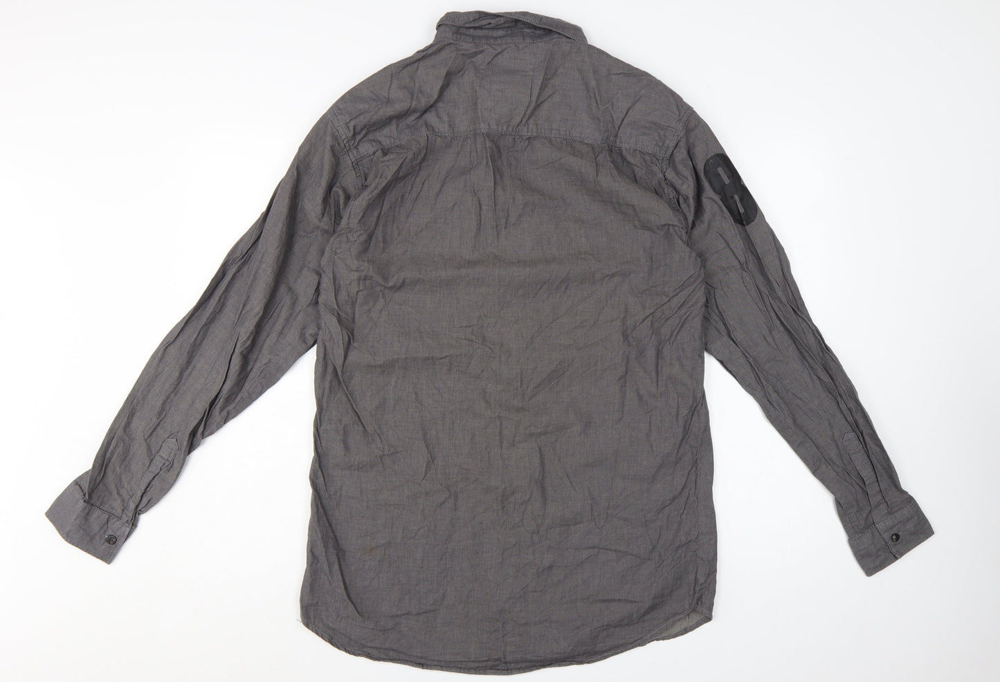 Urban Studio Men's Grey Slim Fit Long Sleeve Button-Up Shirt 2XL