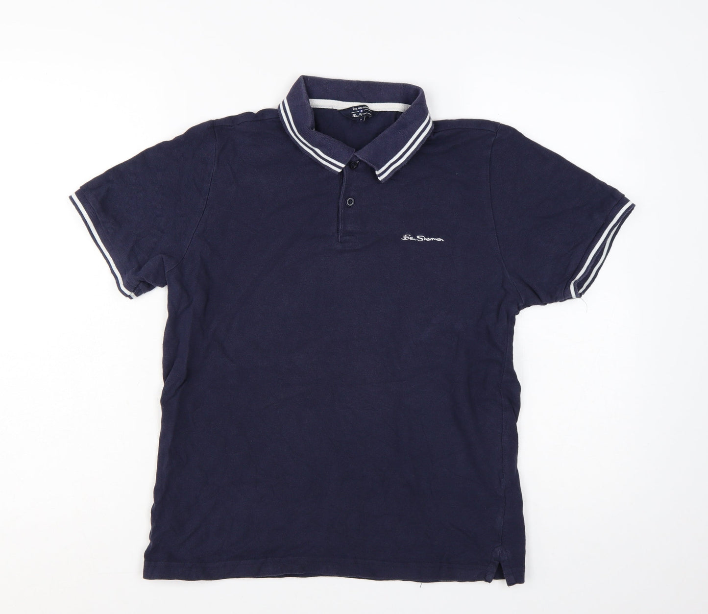 Ben Sherman Men's Blue Regular Fit Cotton Polo Shirt M