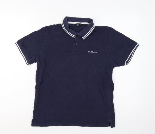 Ben Sherman Men's Blue Regular Fit Cotton Polo Shirt M
