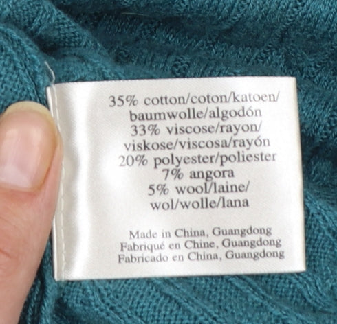 Laura Ashley Women's Green Cable-Knit Long Sleeve Cardigan Size 8