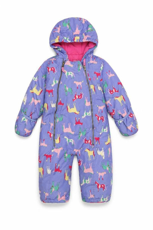 Joules Unisex Baby Purple Animal Print Hooded Snowsuit 12-18 Months Waterproof