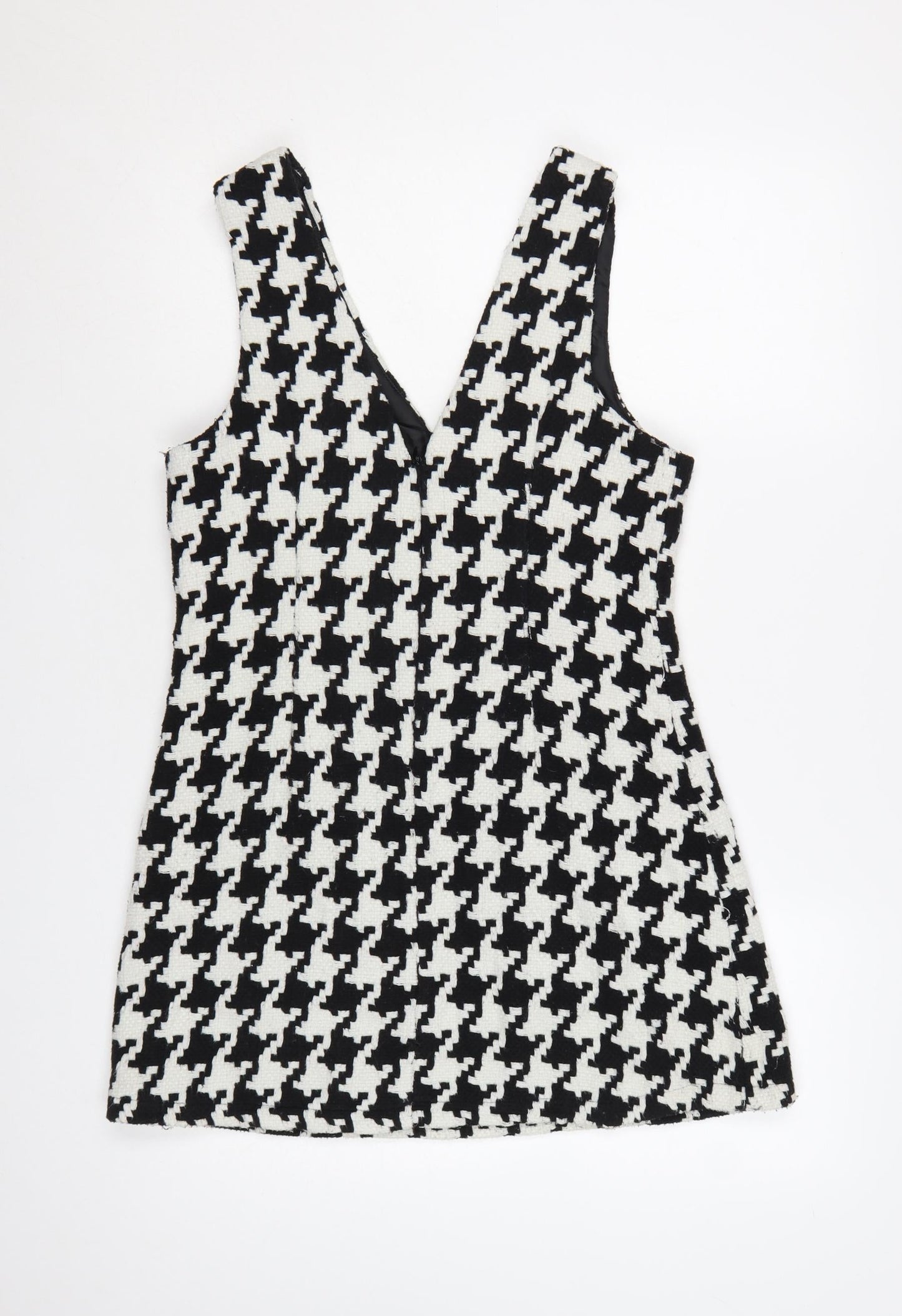 In The Style Women Black Houndstooth Pinafore Dress Size 8