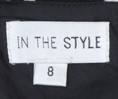 In The Style Women Black Houndstooth Pinafore Dress Size 8