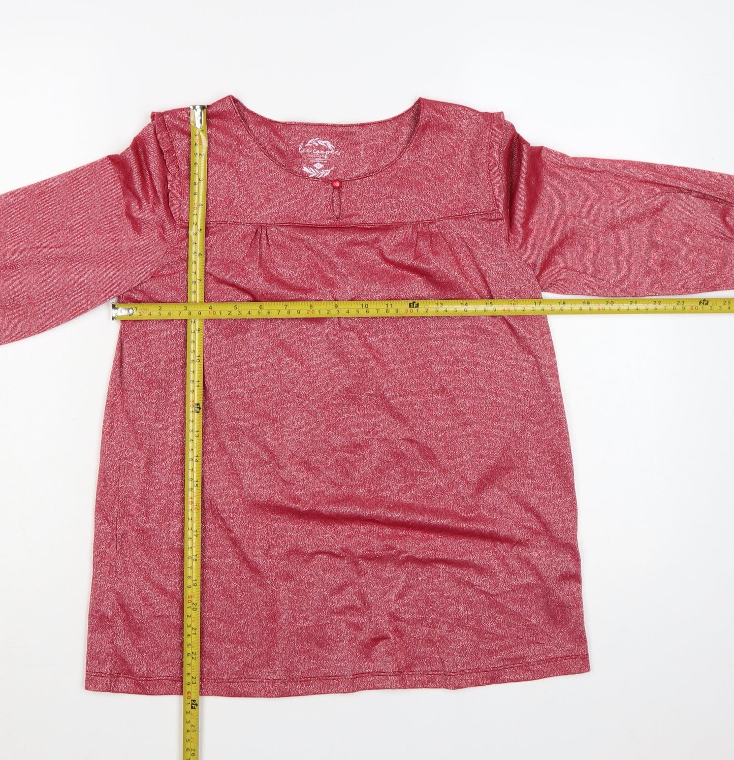 Lee Cooper Women's Red Tunic Blouse M 3/4 Sleeve Stretch Top