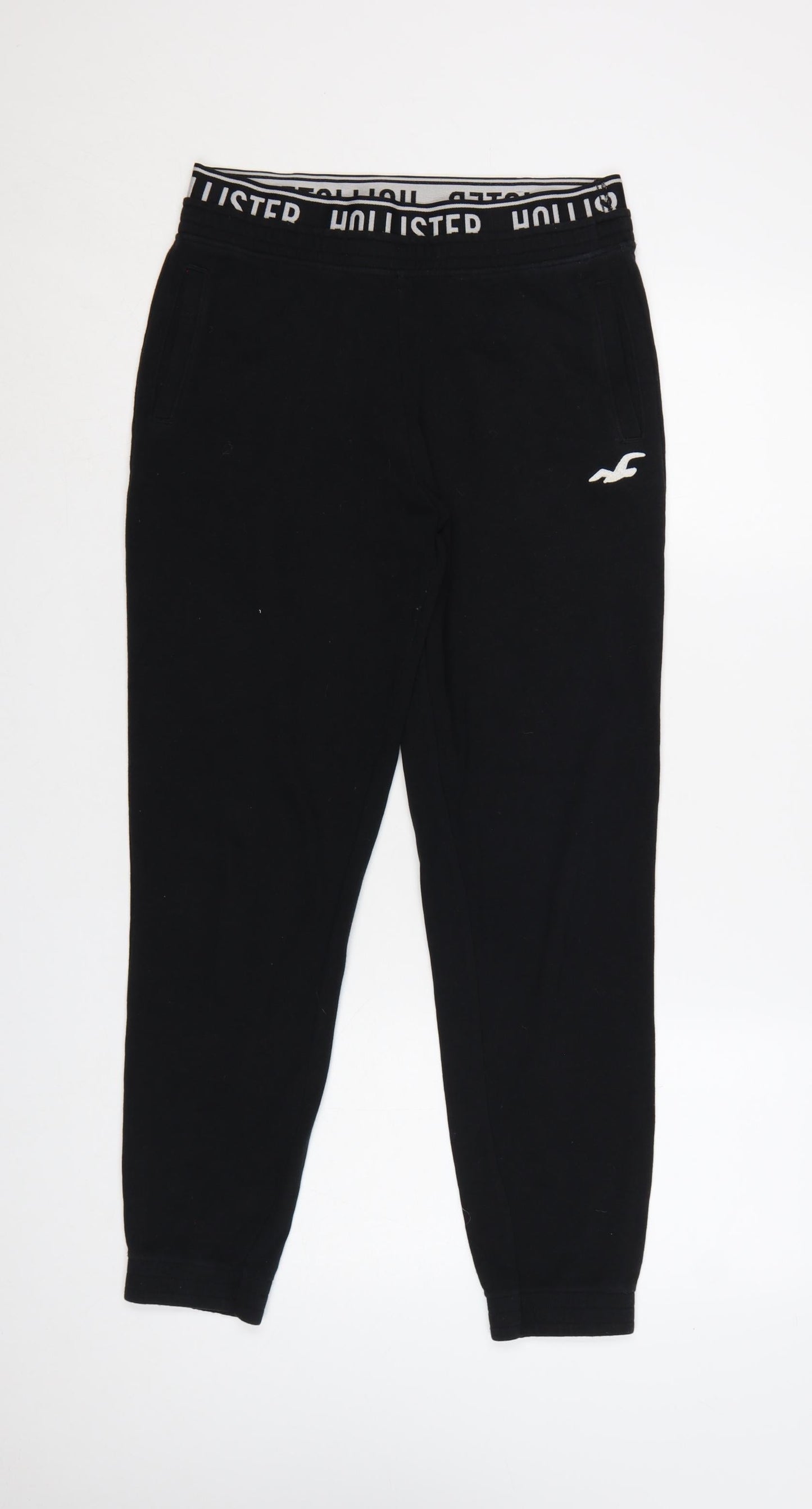 Hollister Men's Black Fleece Joggers S Regular Fit Elastic Waist