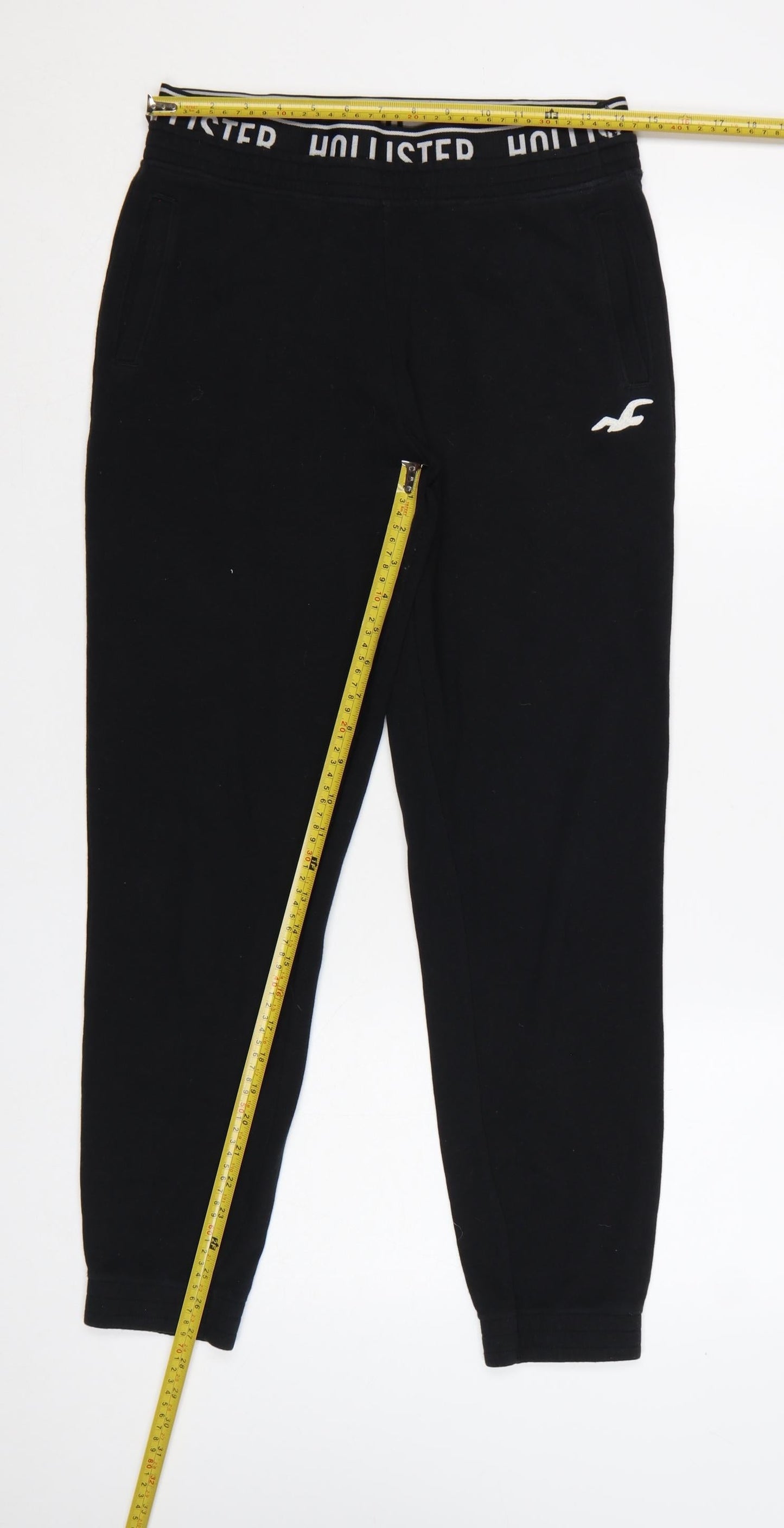 Hollister Men's Black Fleece Joggers S Regular Fit Elastic Waist