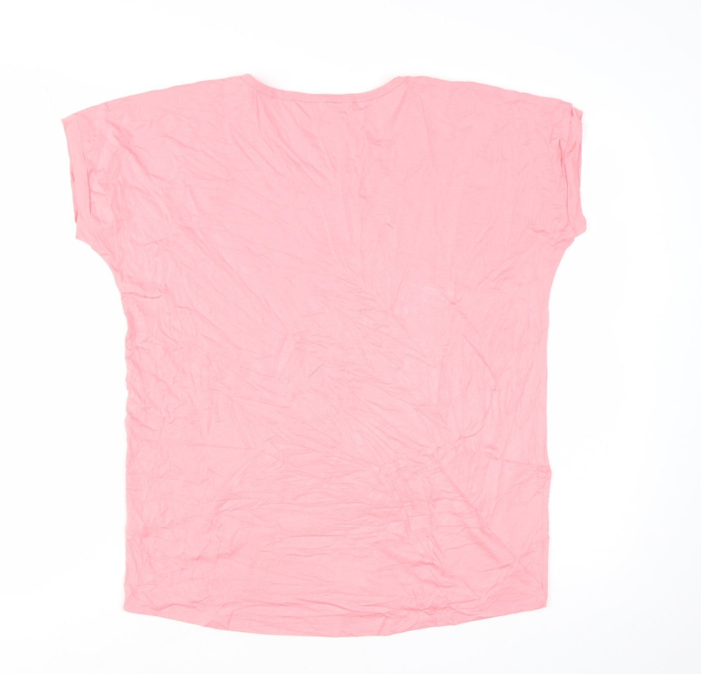 Frank Usher Women Pink Star Sequin Short Sleeve T-Shirt Size S