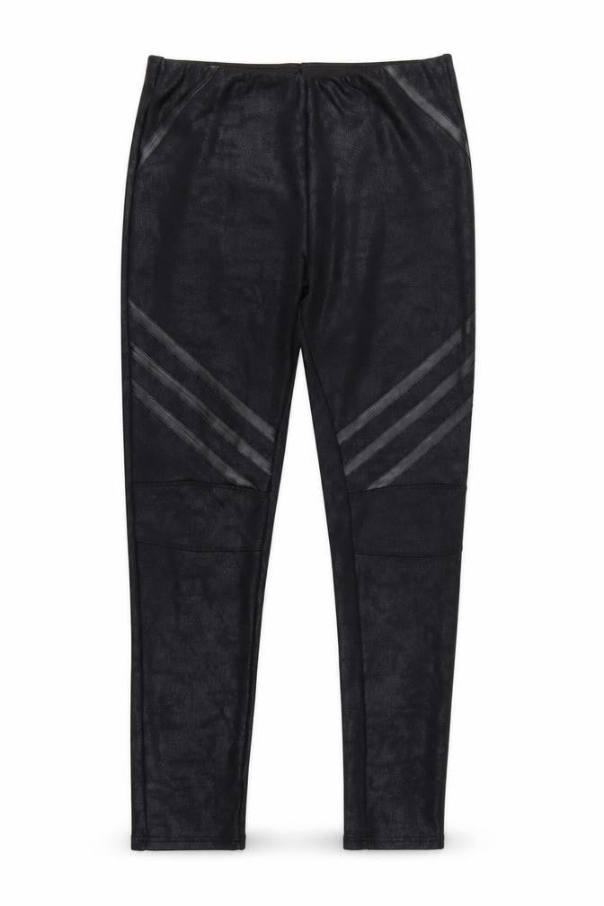 Lumina Women's Black Faux Leather Look Stretch Leggings M
