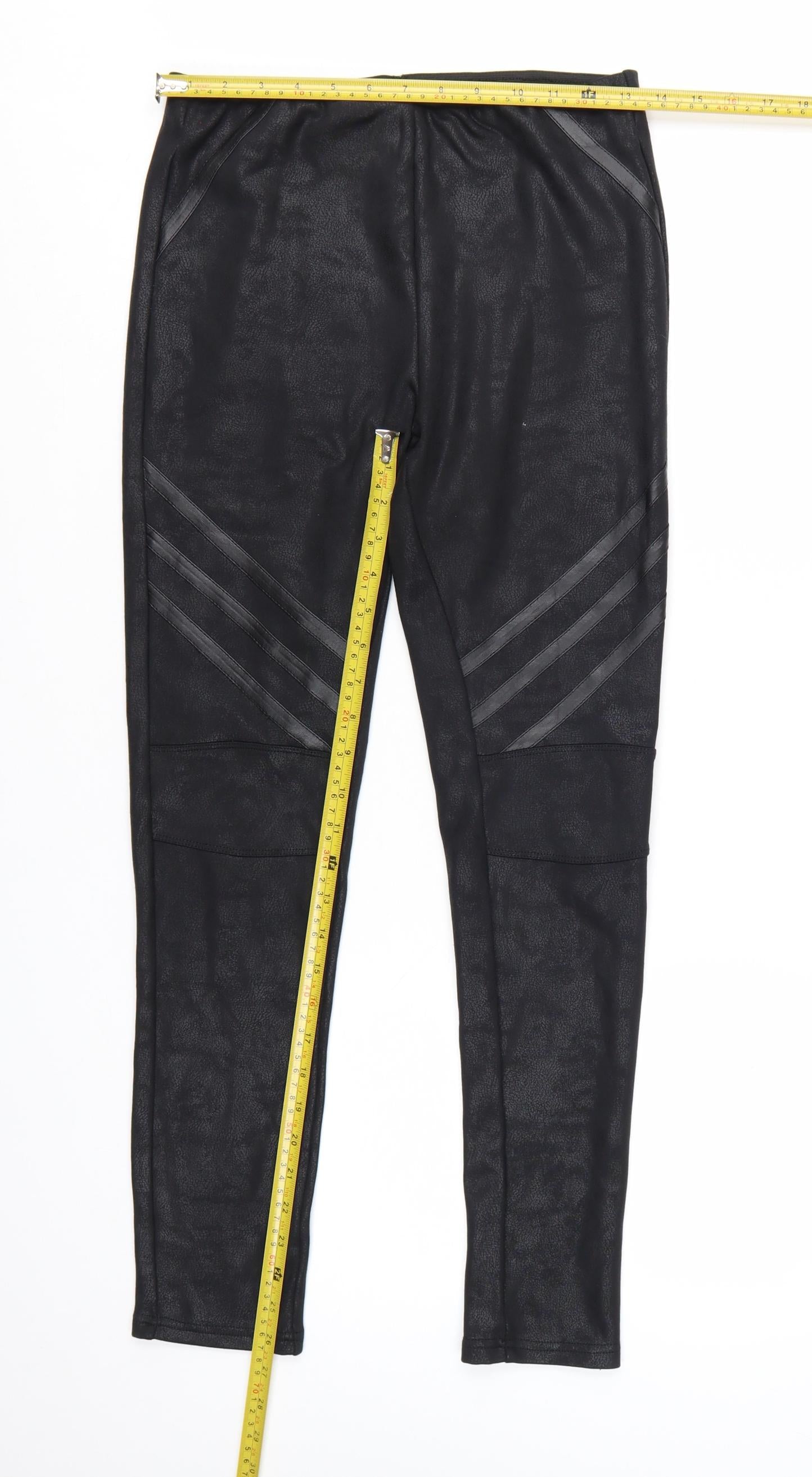 Lumina Women's Black Faux Leather Look Stretch Leggings M