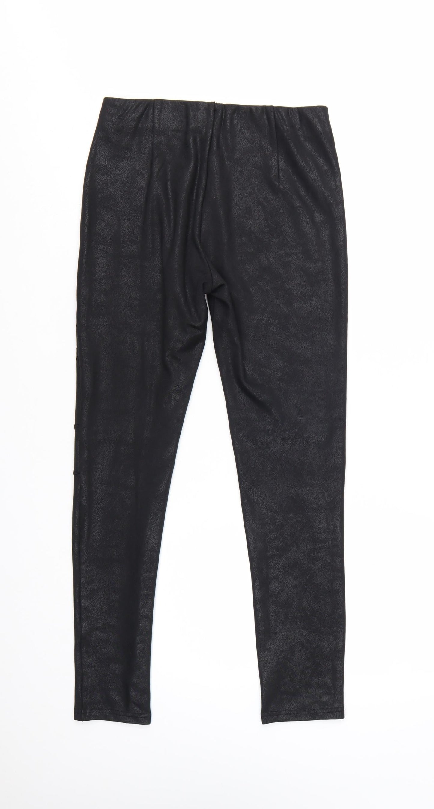 Lumina Women's Black Faux Leather Look Stretch Leggings M