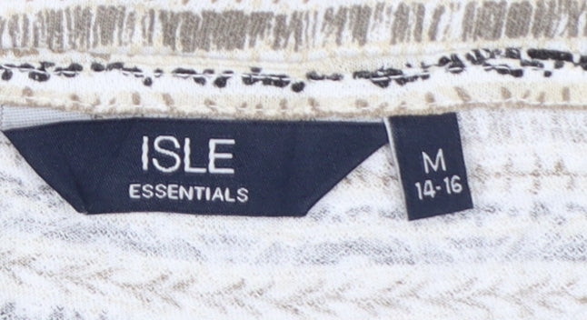 Isle Essentials Women's Beige Striped Cotton Short Sleeve T-Shirt Size 14