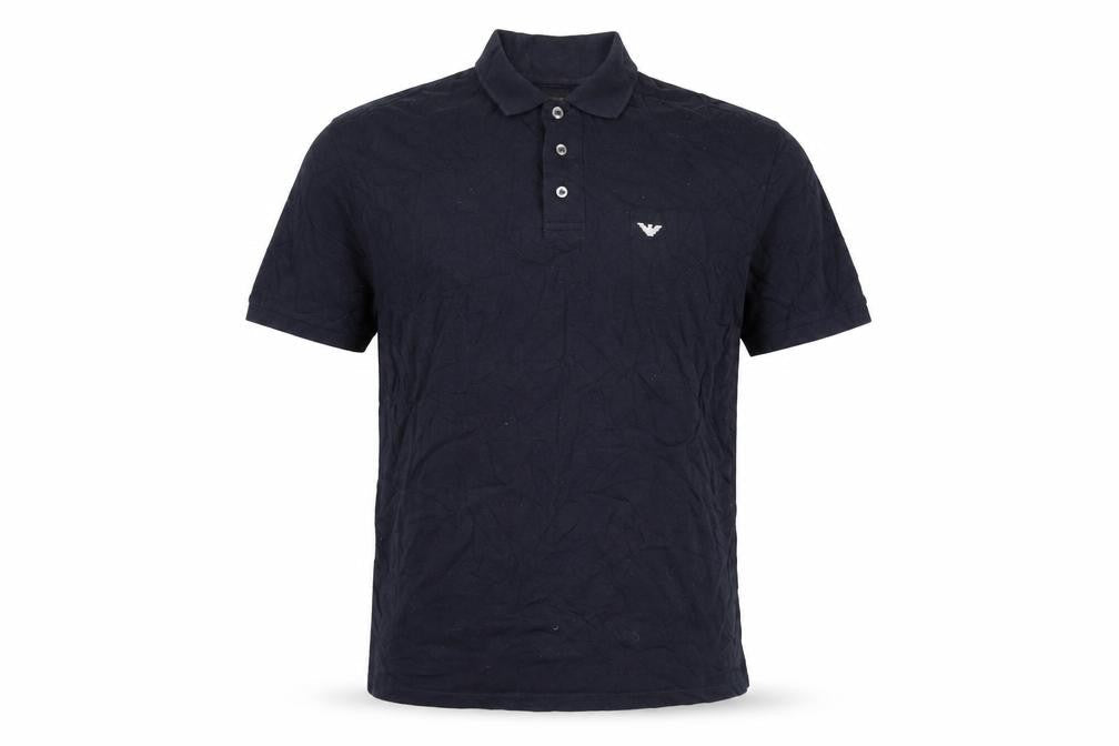 Emporio Armani Men's Blue XL Essential Logo Cotton Polo Shirt