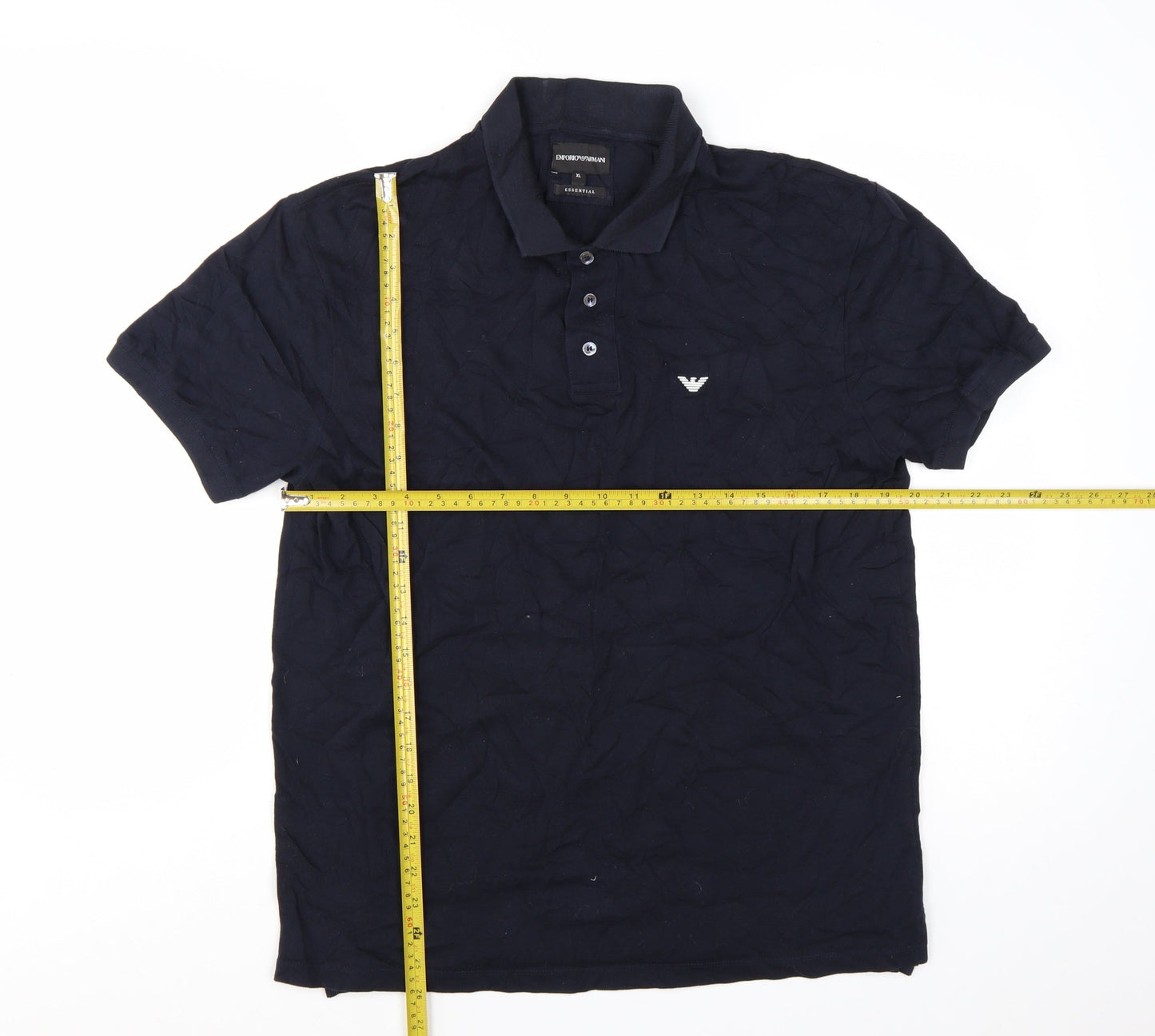 Emporio Armani Men's Blue XL Essential Logo Cotton Polo Shirt