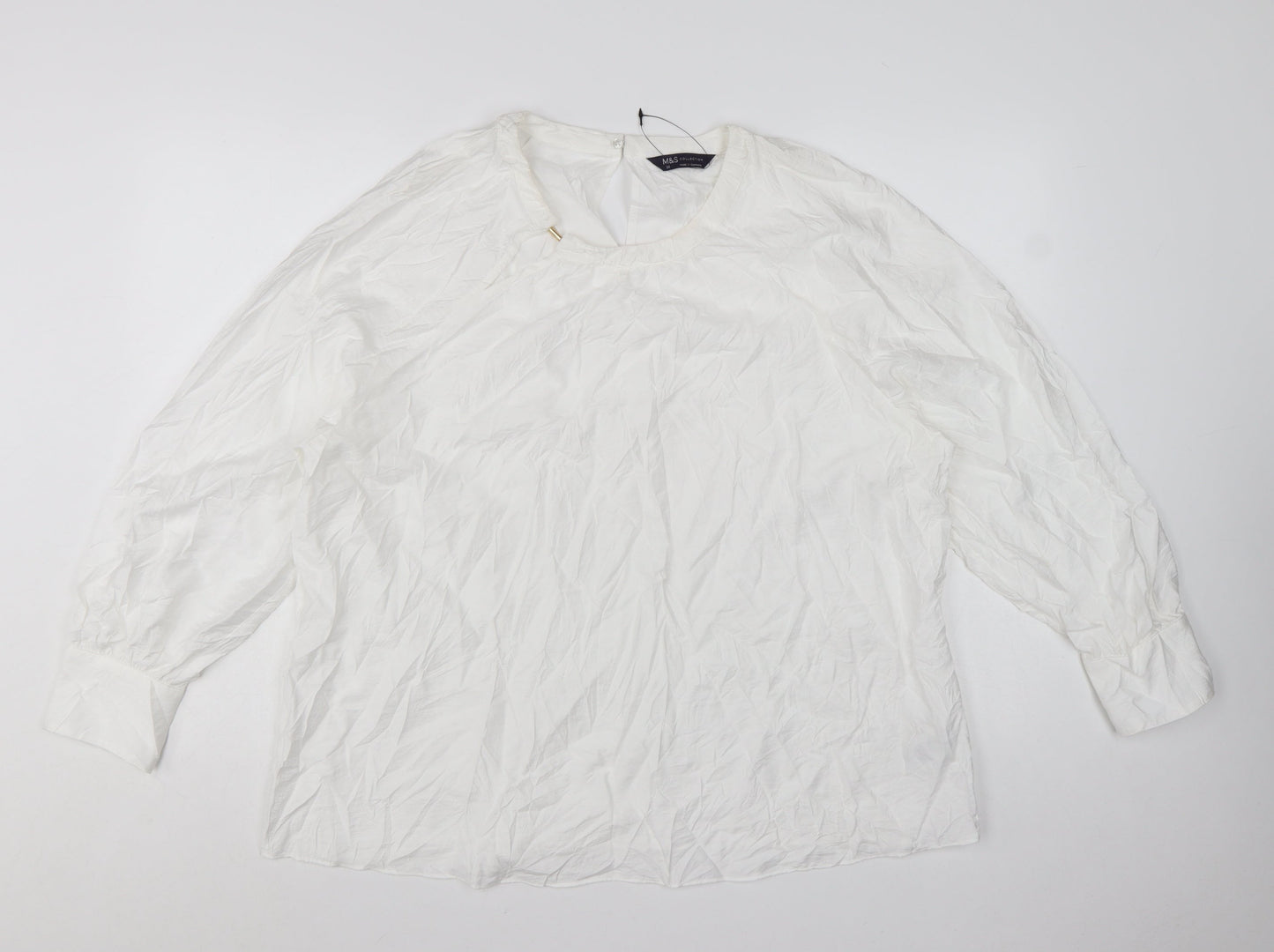 Marks and Spencer Women’s Ivory Long Sleeve Basic Blouse Size 20