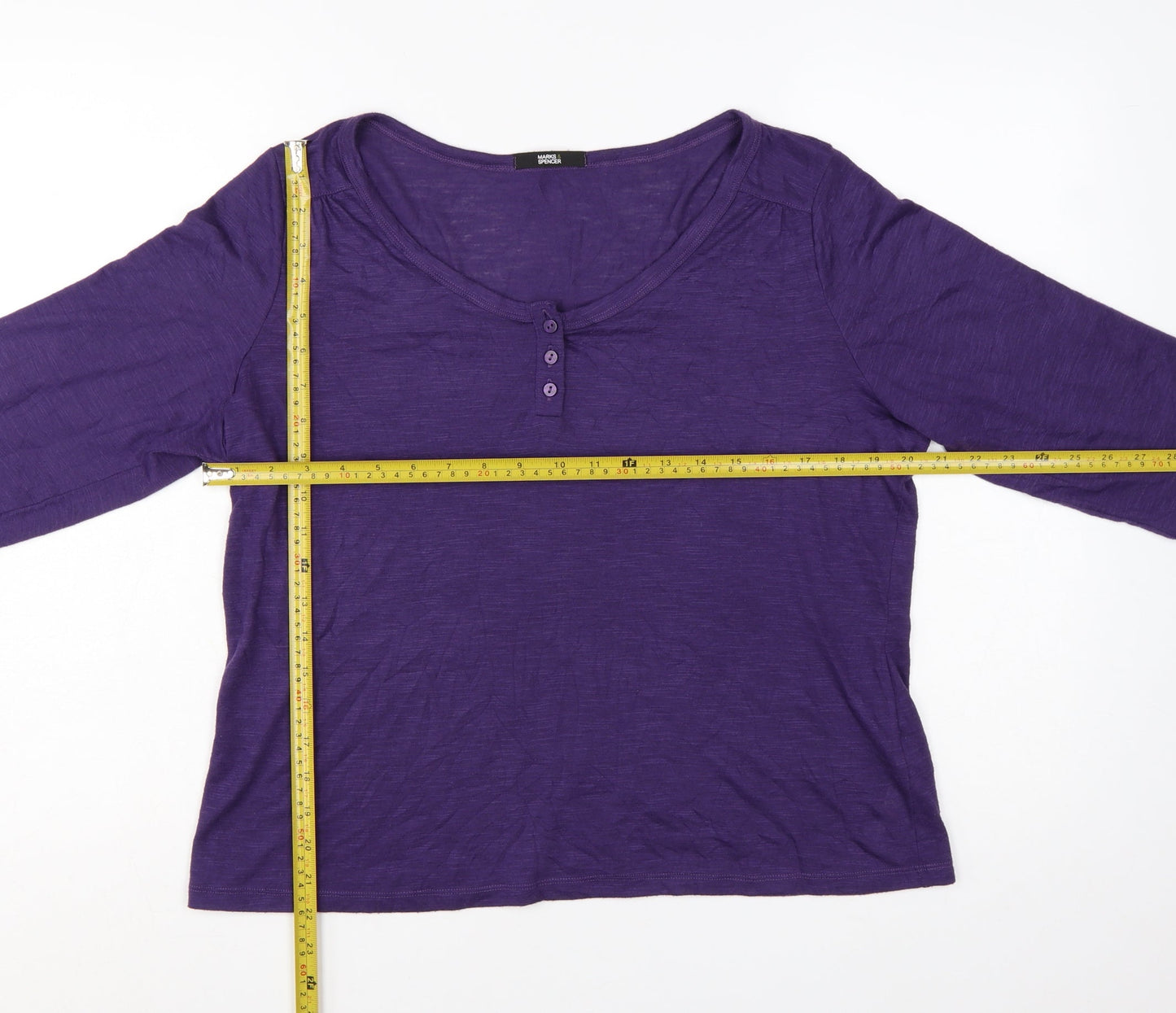 Marks & Spencer Women's Purple 3/4 Sleeve Basic Jersey T-Shirt Size 18