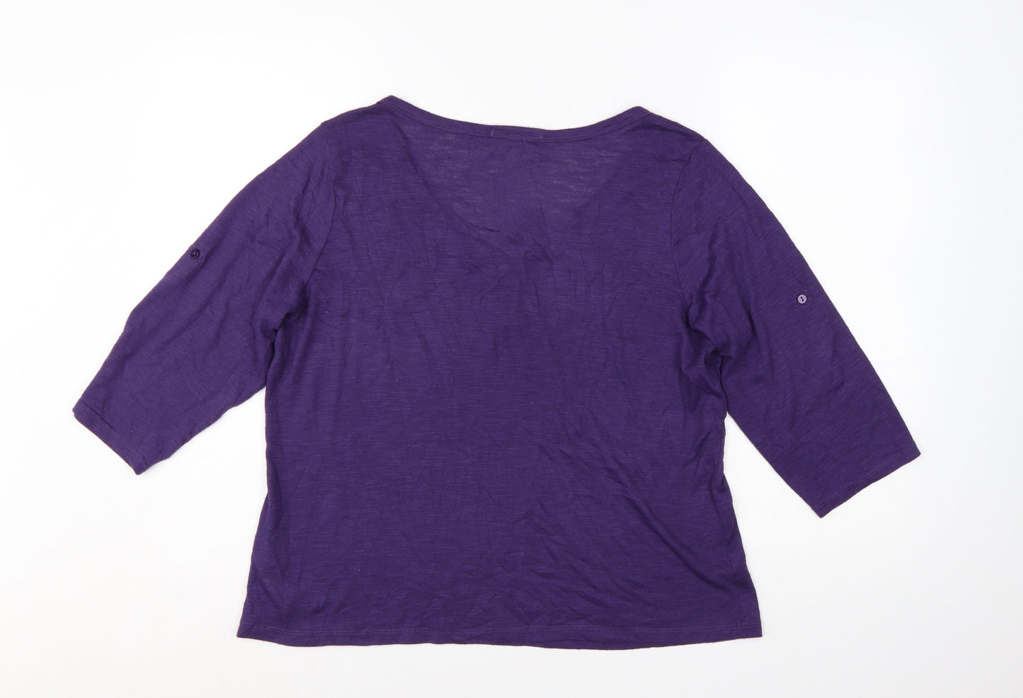 Marks & Spencer Women's Purple 3/4 Sleeve Basic Jersey T-Shirt Size 18