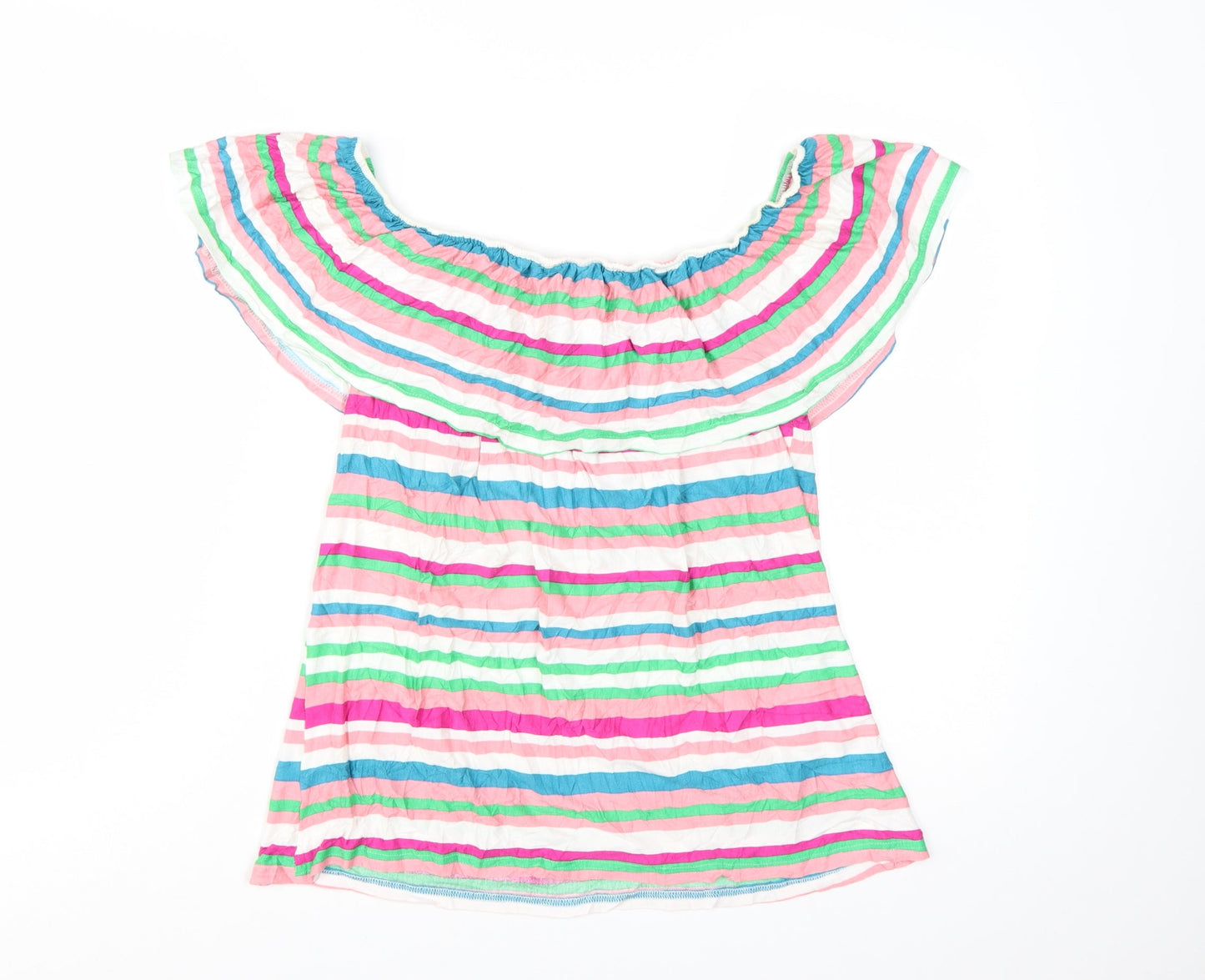 M&Co Women’s Multicoloured Stripe Off Shoulder Tunic Blouse Size 12