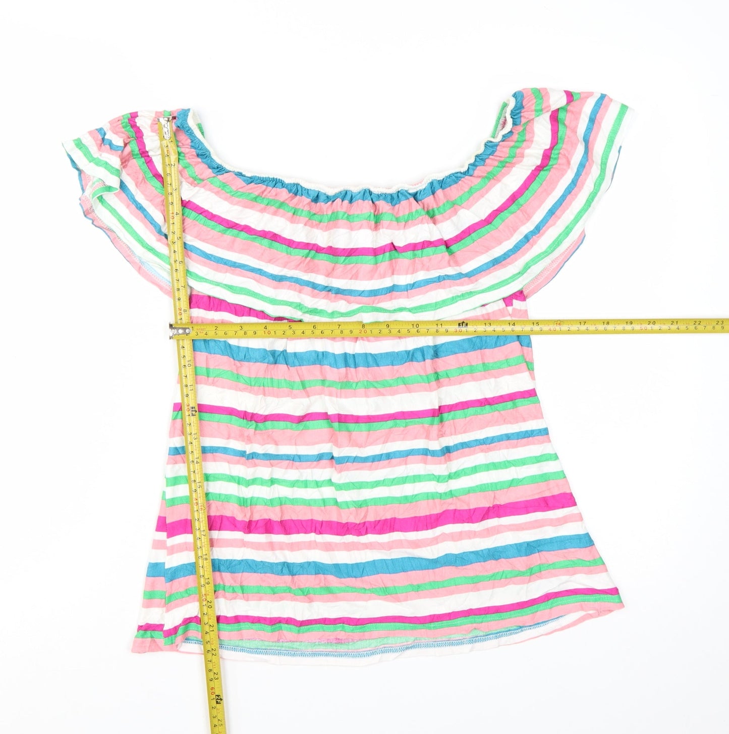 M&Co Women’s Multicoloured Stripe Off Shoulder Tunic Blouse Size 12