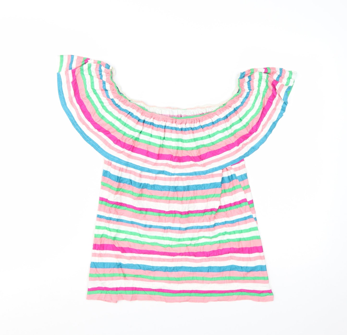 M&Co Women’s Multicoloured Stripe Off Shoulder Tunic Blouse Size 12