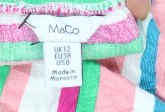 M&Co Women’s Multicoloured Stripe Off Shoulder Tunic Blouse Size 12