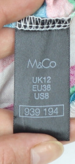 M&Co Women’s Multicoloured Stripe Off Shoulder Tunic Blouse Size 12