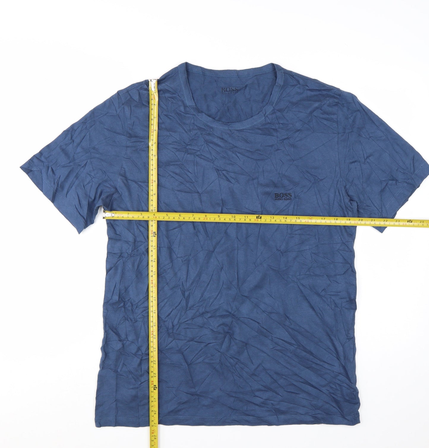 BOSS Men's Blue XL Cotton Crew Neck Logo Short Sleeve T-Shirt