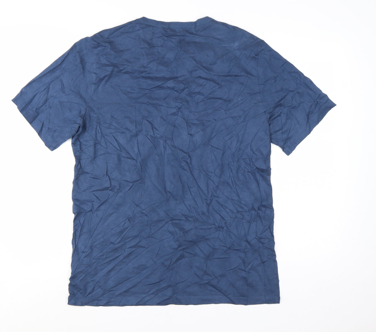 BOSS Men's Blue XL Cotton Crew Neck Logo Short Sleeve T-Shirt
