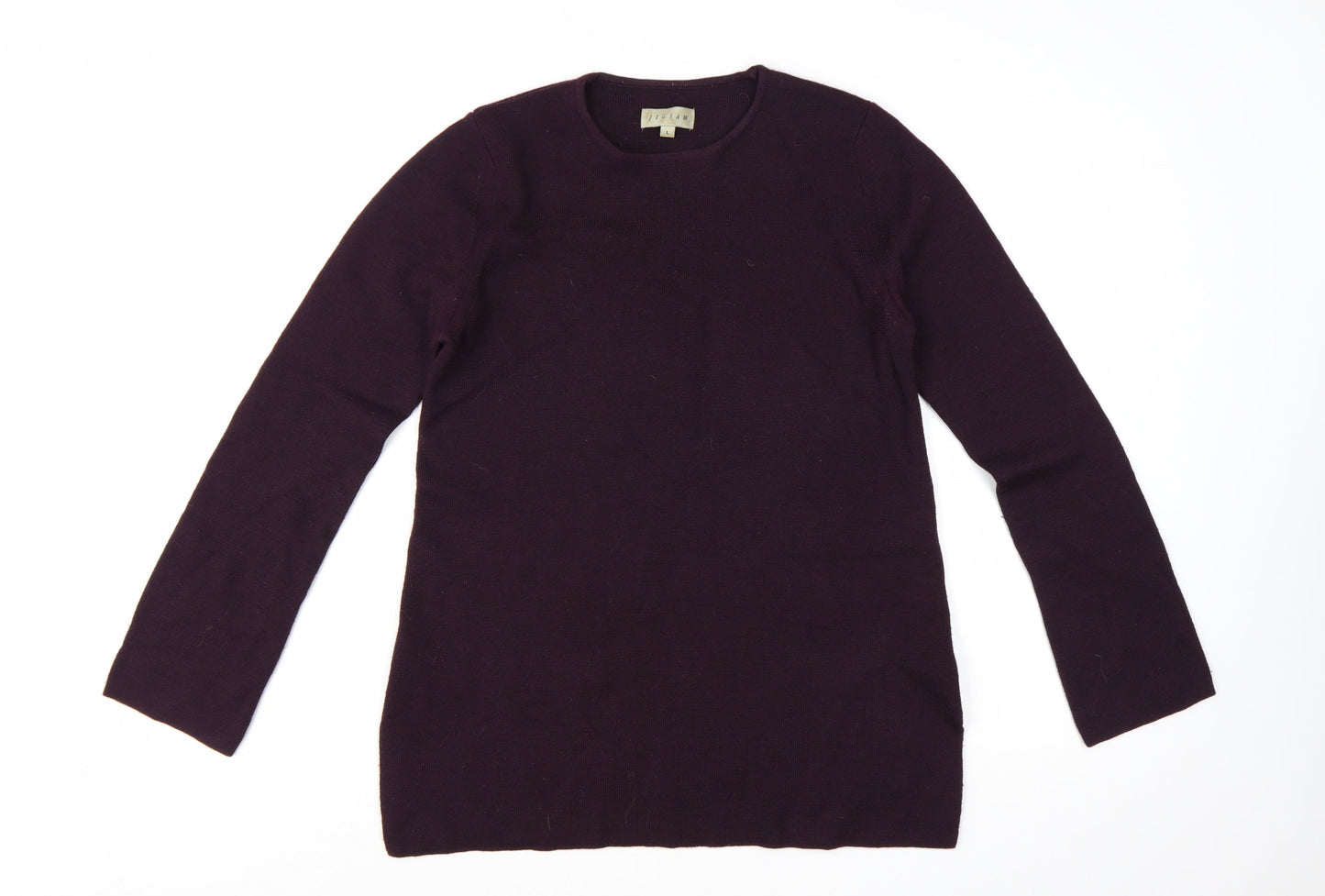 Jigsaw Women's Purple Wool Long Sleeve Crew Neck Jumper L