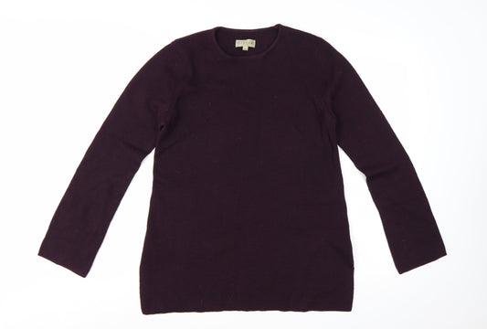 Jigsaw Women's Purple Wool Long Sleeve Crew Neck Jumper L