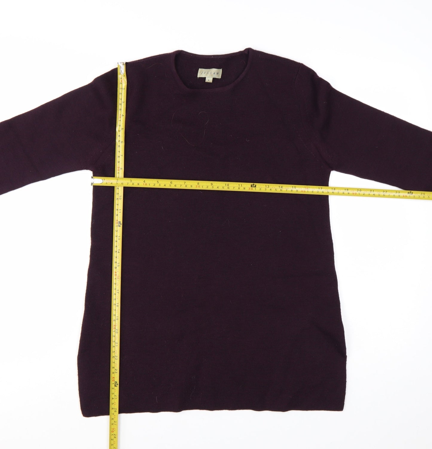 Jigsaw Women's Purple Wool Long Sleeve Crew Neck Jumper L