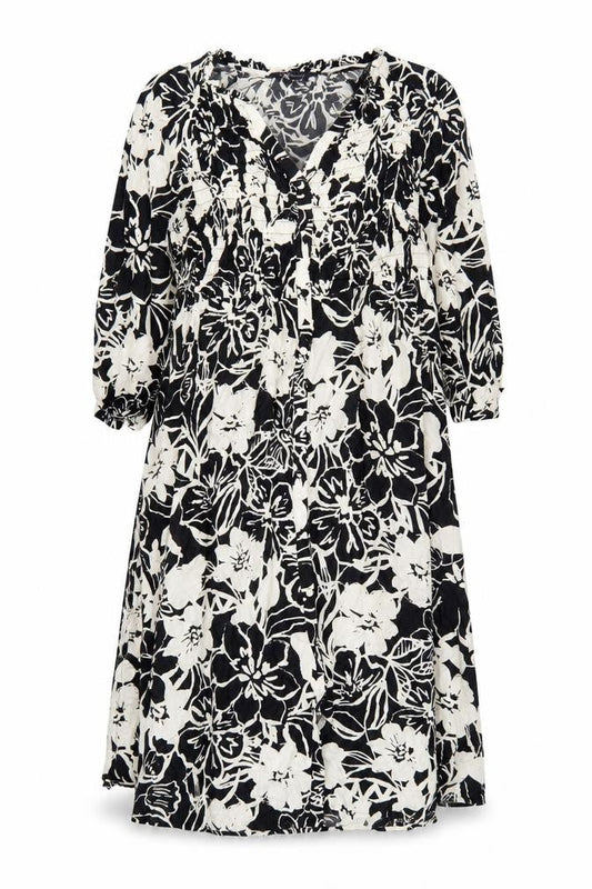 Marks and Spencer Women's Black Floral Midi Fit & Flare Dress Size 16