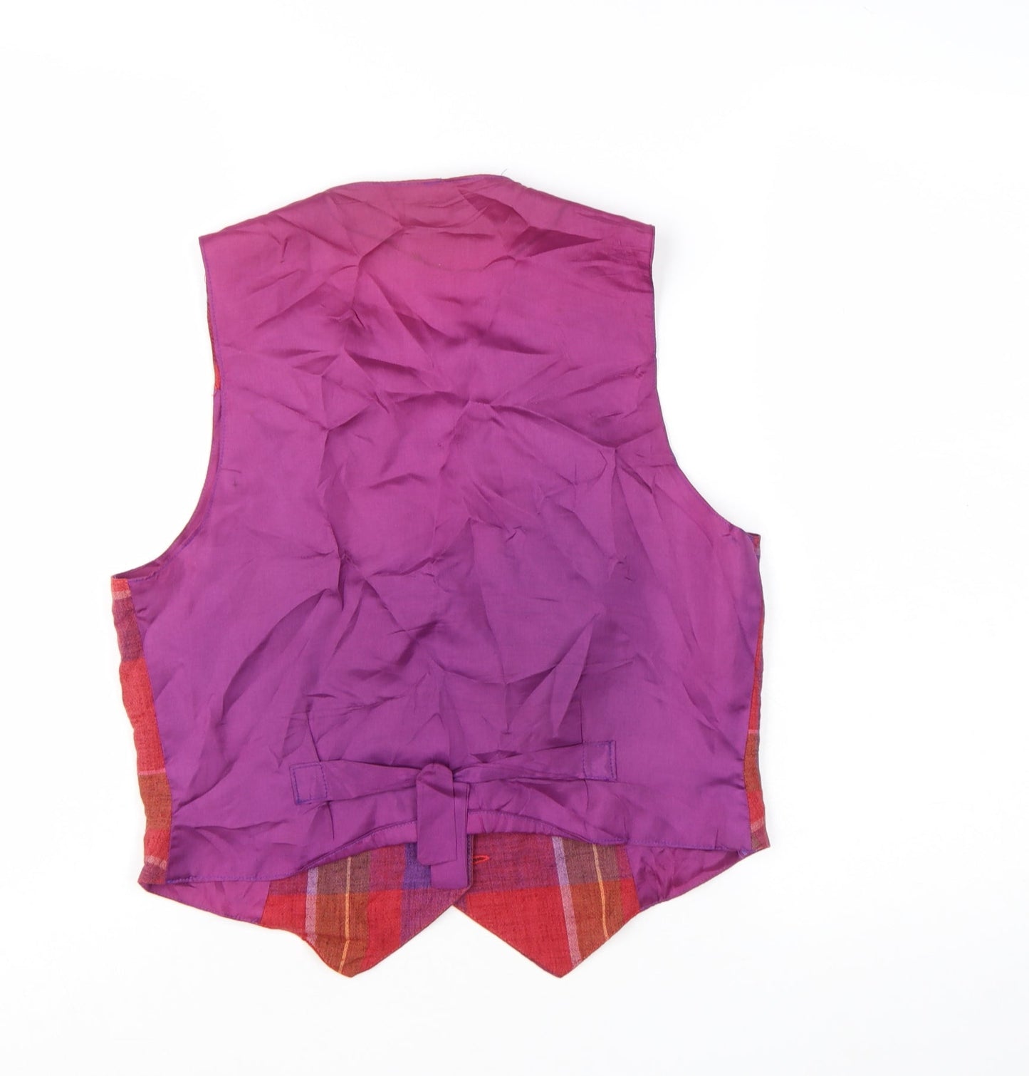 Monsoon Womens Multicoloured Size 12 Checked Linen Blend Waistcoat