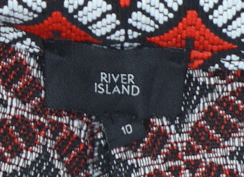 River Island Womens Red Geometric Jacquard Lace High Waist Shorts Size 10