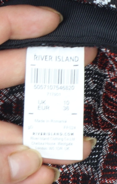River Island Womens Red Geometric Jacquard Lace High Waist Shorts Size 10