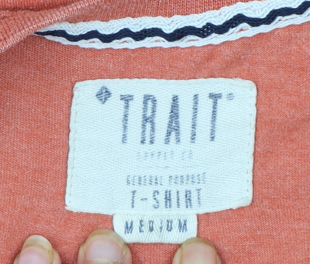 BHS Trait Men's Orange Graphic Bear Nevada USA Crew Neck T-Shirt Medium