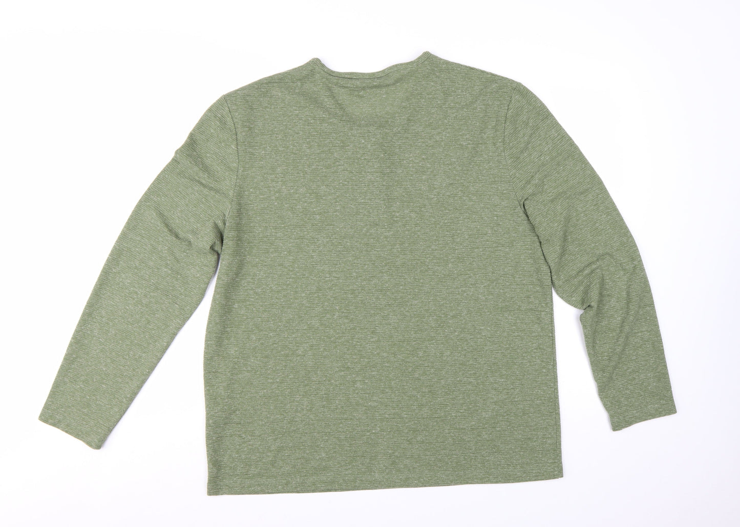 ASOS DESIGN Men’s Green Long Sleeve Henley T-Shirt 2XL Regular Fit