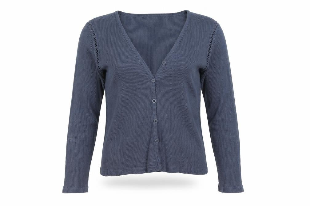 Jigsaw Women's Blue Cotton Knit Button-Up Cardigan Top M