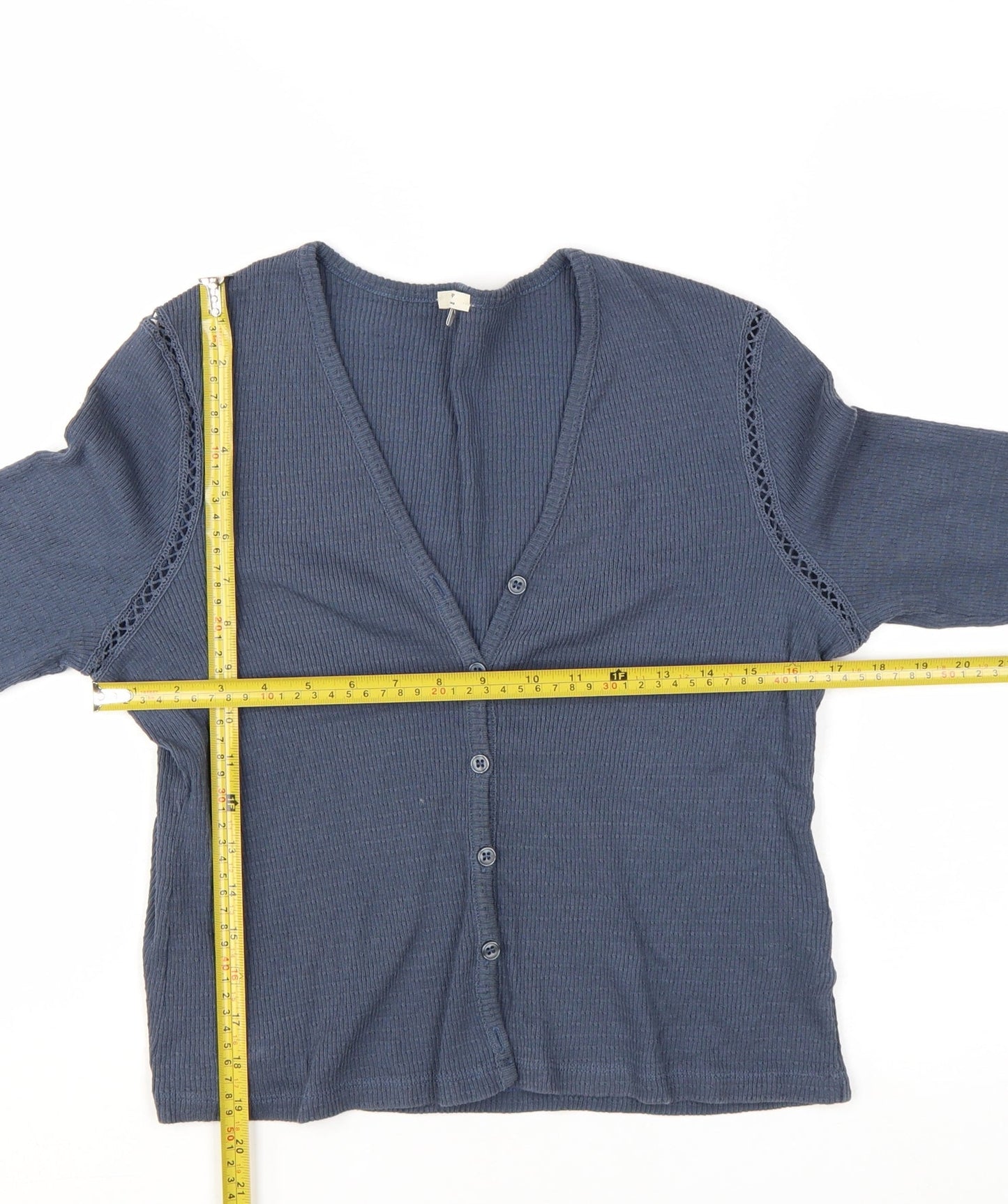 Jigsaw Women's Blue Cotton Knit Button-Up Cardigan Top M