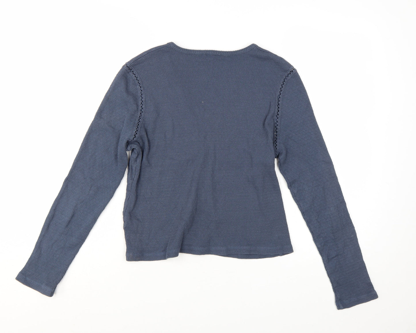 Jigsaw Women's Blue Cotton Knit Button-Up Cardigan Top M