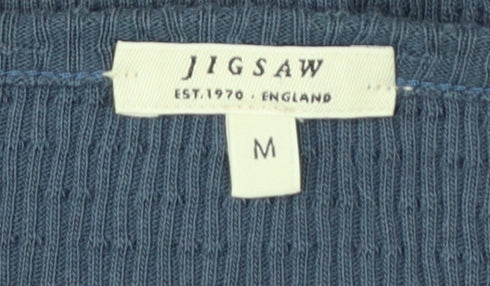 Jigsaw Women's Blue Cotton Knit Button-Up Cardigan Top M
