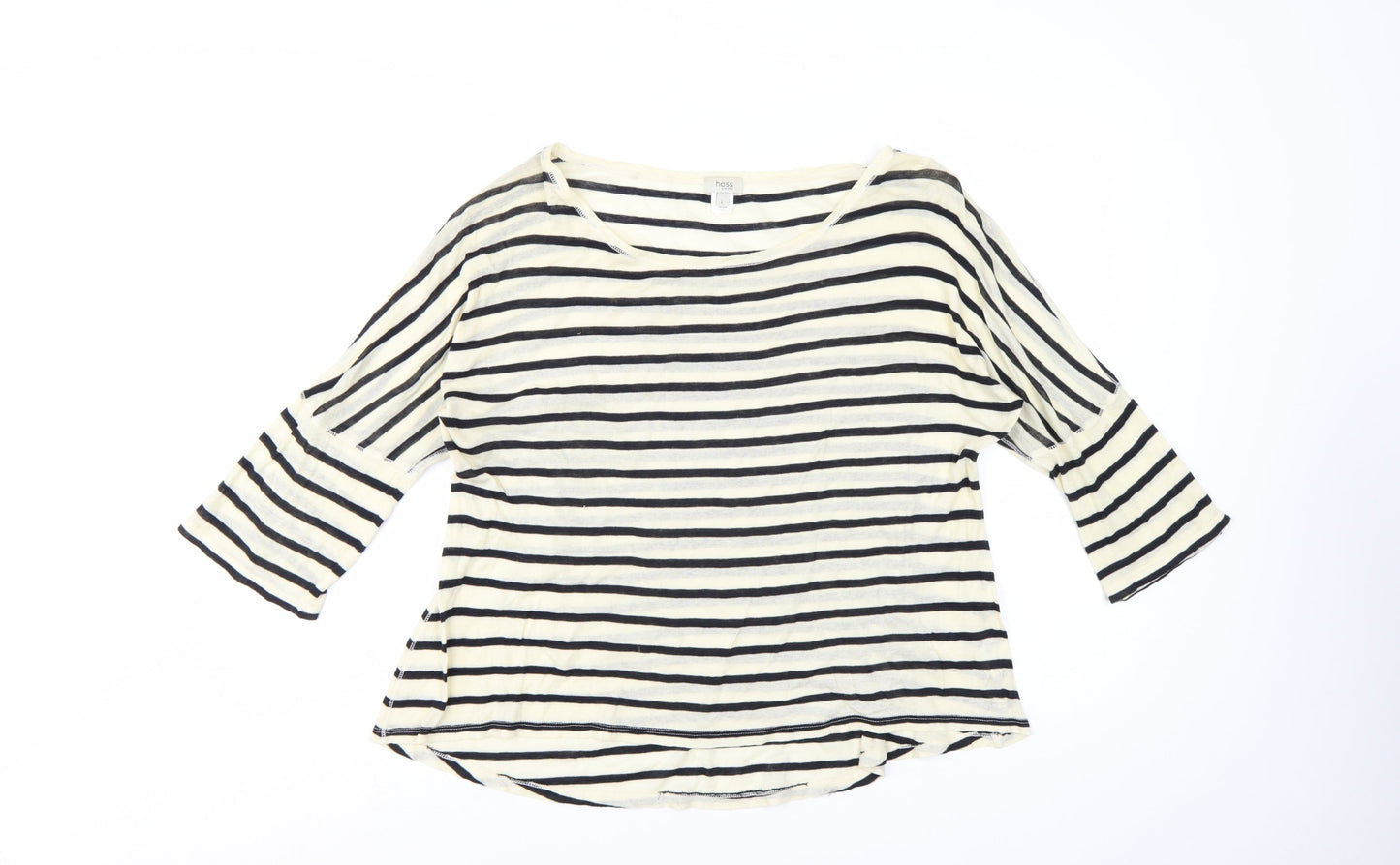 Hoss Intropia Women's Multicoloured Striped 3/4 Sleeve Cotton T-Shirt L