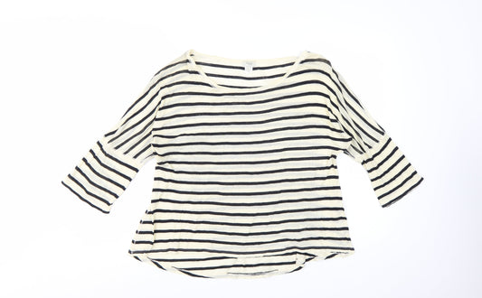 Hoss Intropia Women's Multicoloured Striped 3/4 Sleeve Cotton T-Shirt L